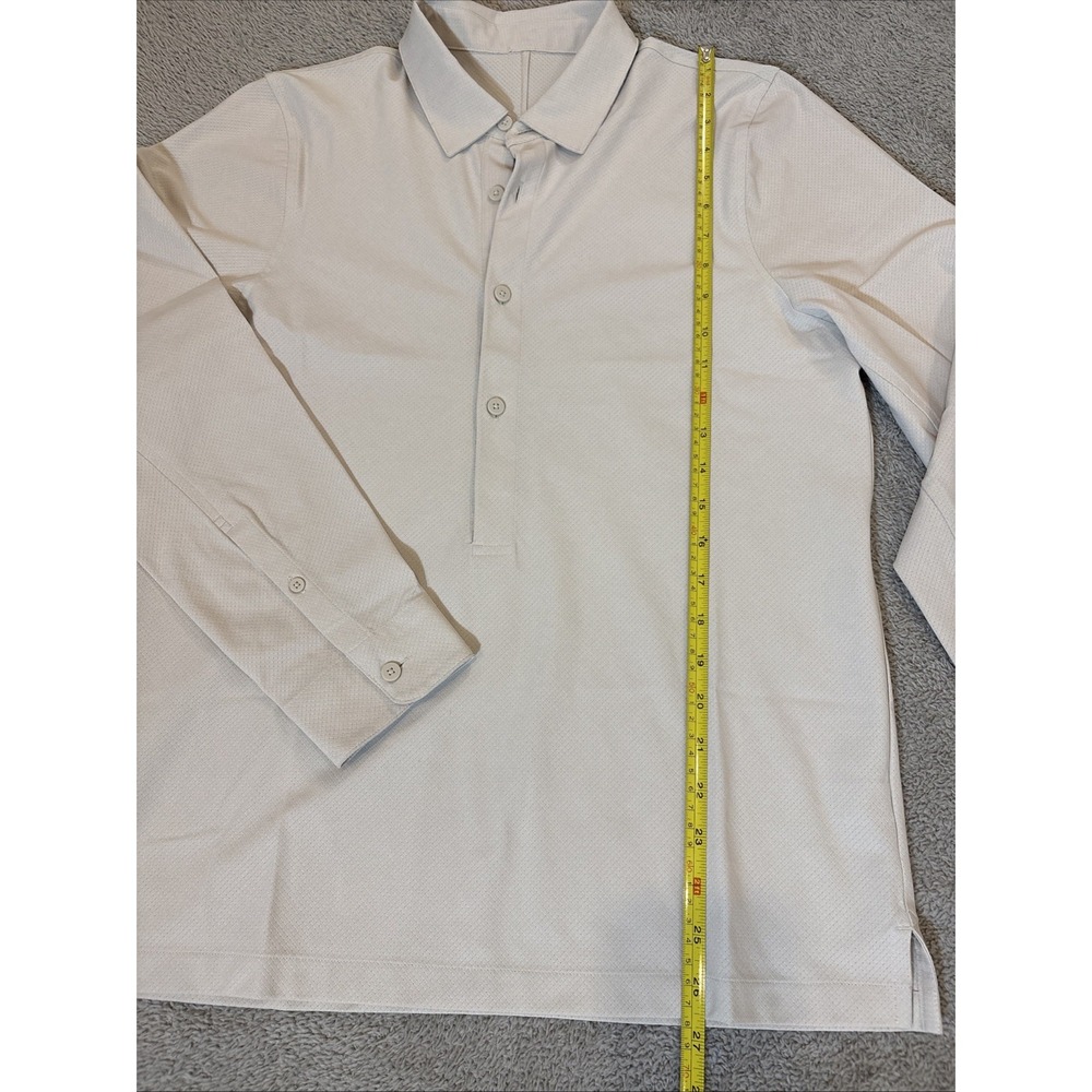 Lululemon WovenAir Half Button Lightweight Pullover Men's Size Small Ivory Beige - Picture 6 of 10